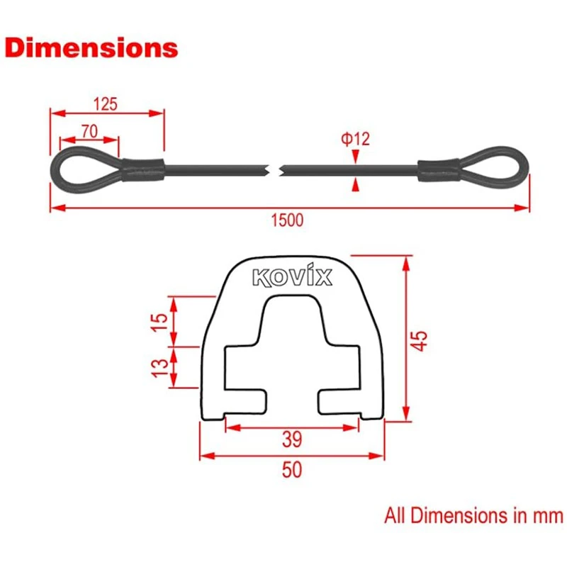 Lucchetti Cavo Kovix Kza-150 4 Lucchetti Cavo Kovix Kza-150 - immagine 2
