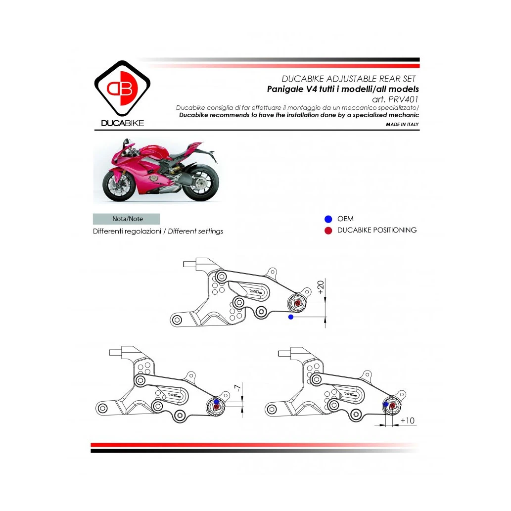 Ducabike Pedane Regolabili Sbk Panigale V4 Rosso 4 Ducabike Pedane Regolabili Sbk Panigale V4 Rosso - immagine 2